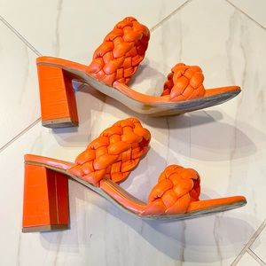Orange Braided Sandals, Women’s Size 9, Euro 40